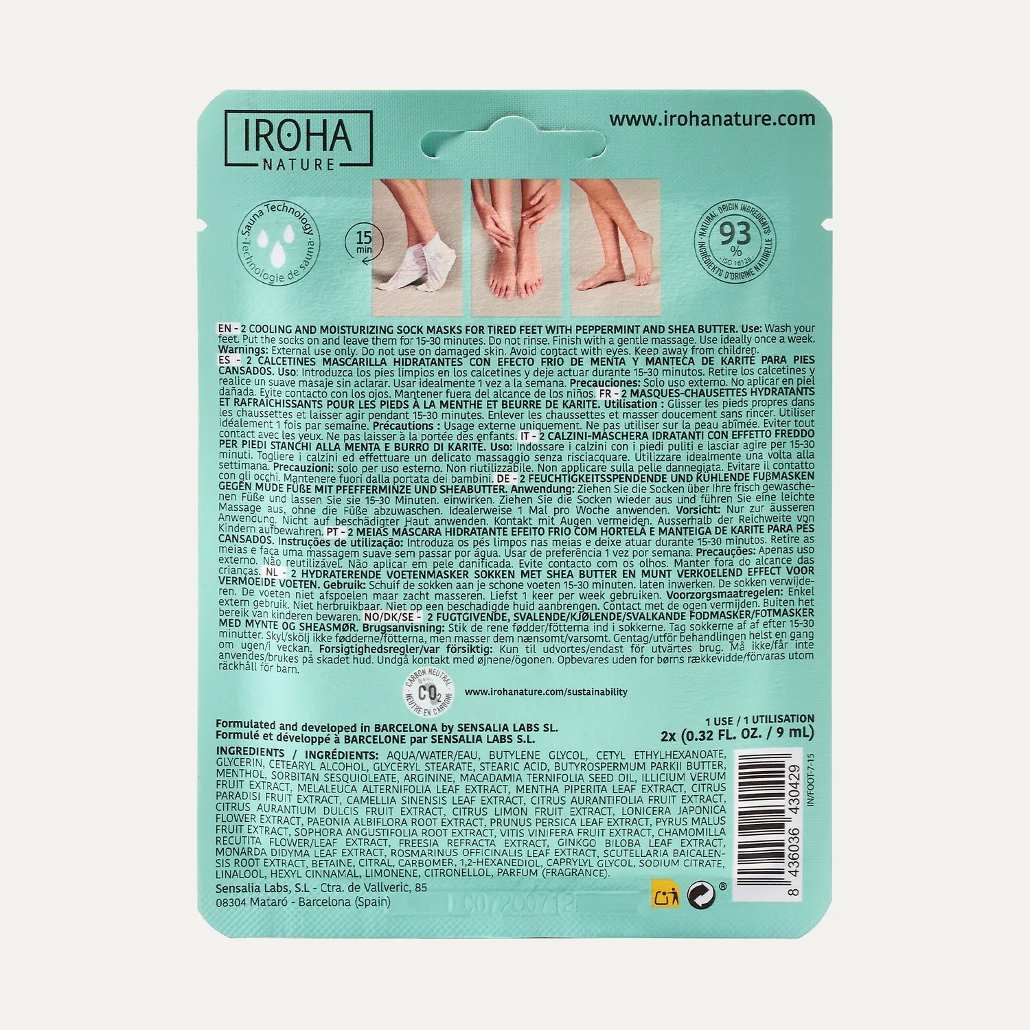 Iroha Nature Maschera Piedi Menta Effetto Freddo Calzini