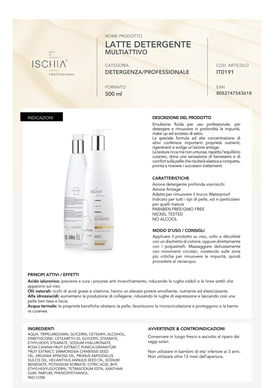 Ischia Thermae Sali di Ischia Pro Latte Detergente 500 ml Antiage