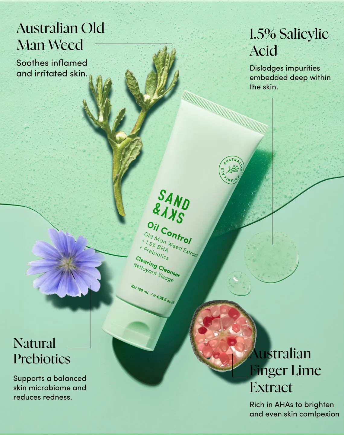 Sand & Sky Oil Control Clearing Cleanser detergente viso purificante