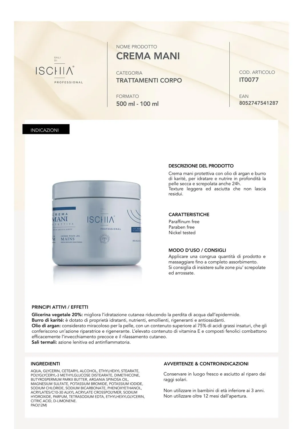 Ischia Thermae Sali di Ischia Pro crema mani 500 ml nutriente