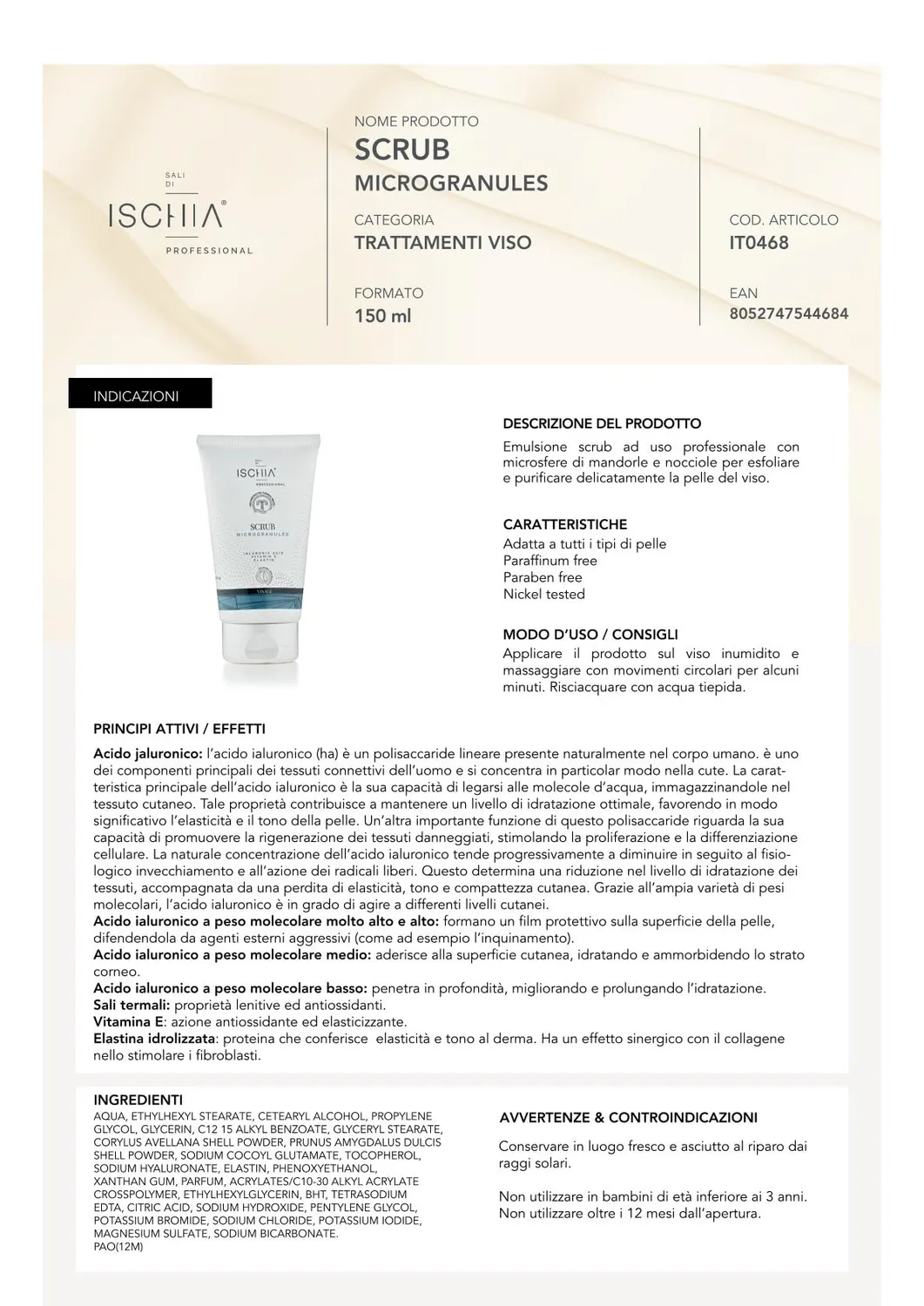 Ischia Thermae Sali di Ischia Pro scrub viso 150ml mandorle e ialuronico