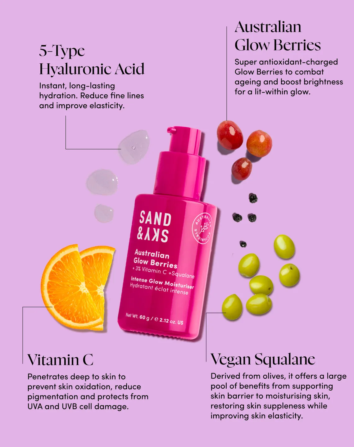 Sand & Sky Australian Glow Berries crema viso vitamina C