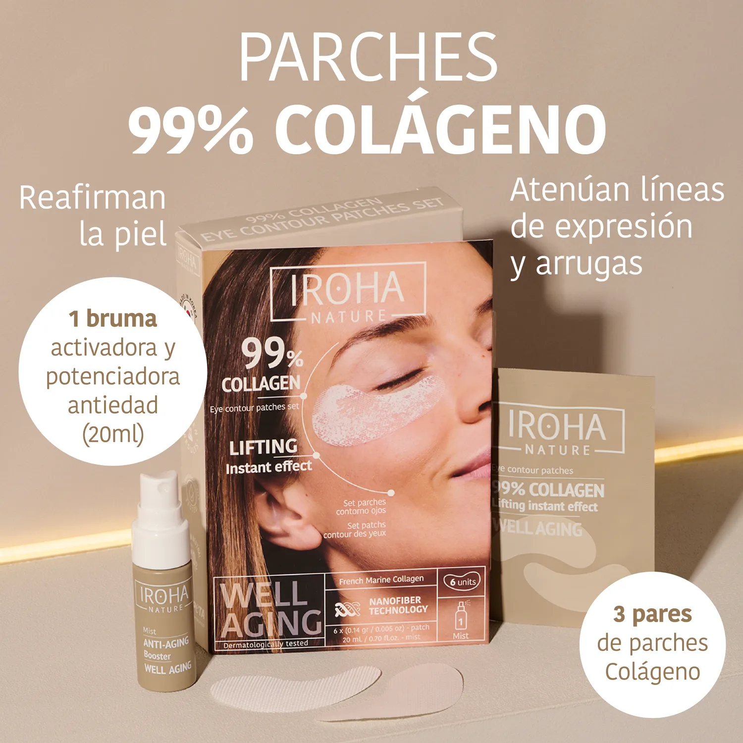 Irohanature Lifting Eye Patches 99% Collagen Patch Occhi