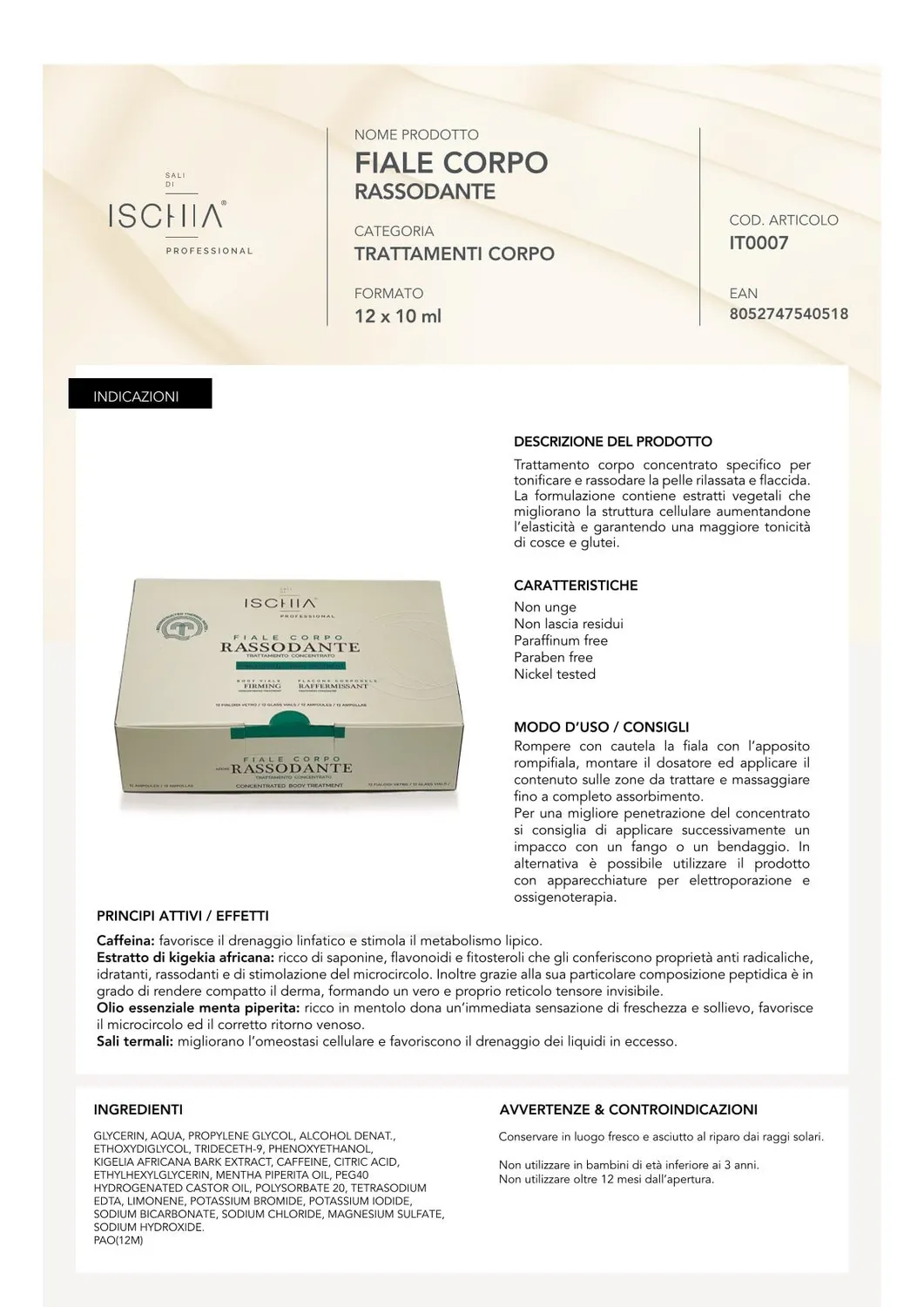 Ischia Thermae Sali di Ischia Pro fiale corpo rassodanti 12x10 ml
