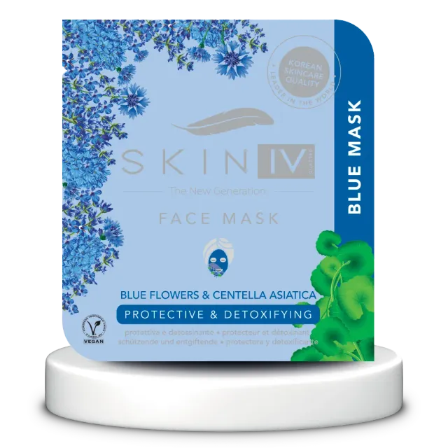 Skin Iv Antismog Detossinante maschera viso fiori blu