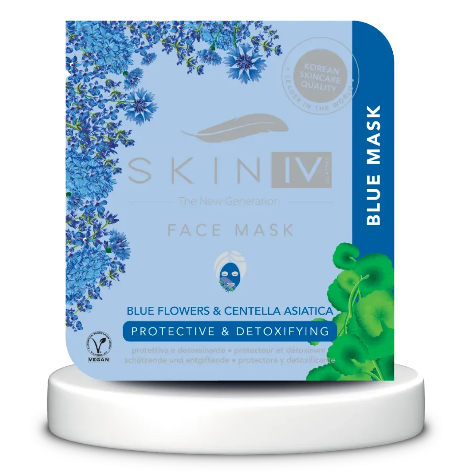 Skin Iv Antismog Detossinante maschera viso fiori blu