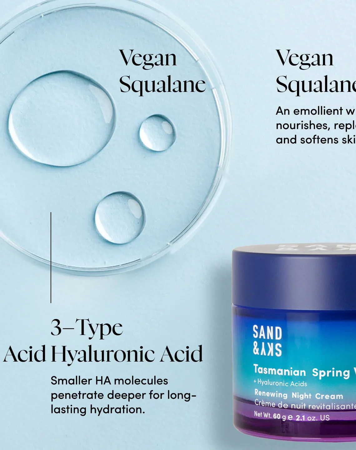 Sand & Sky Tasmanian Spring Water crema notte antirughe