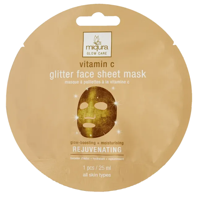 Miqura Glitter Face Sheet Mask maschera viso vitamina C