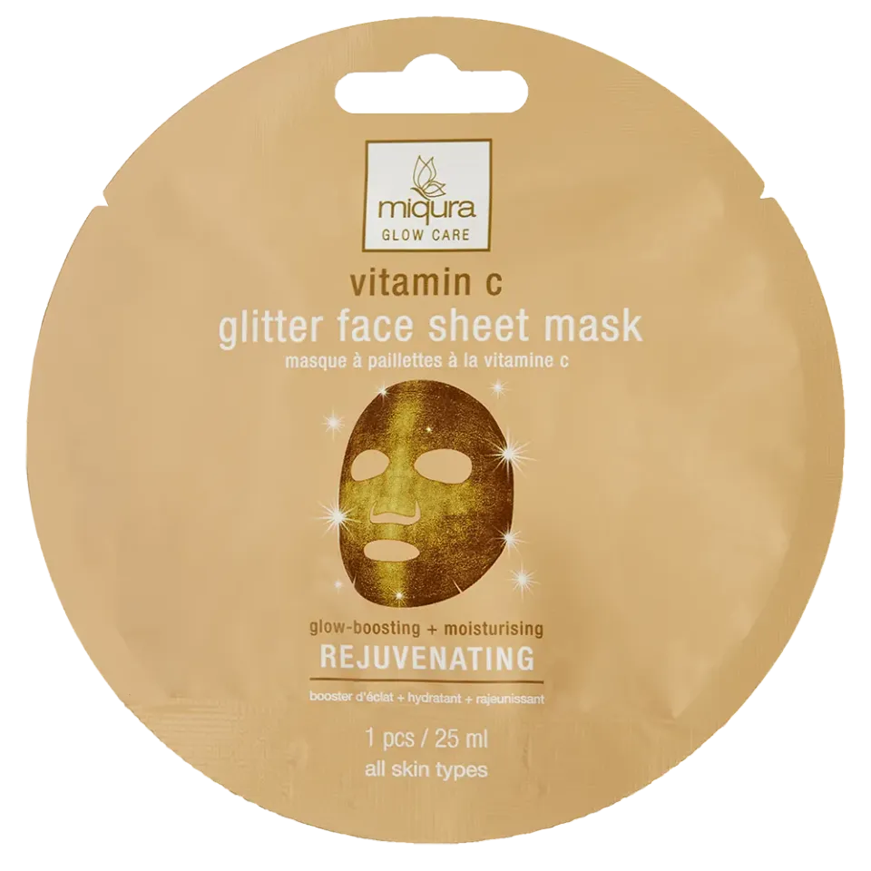 Miqura Glitter Face Sheet Mask maschera viso vitamina C
