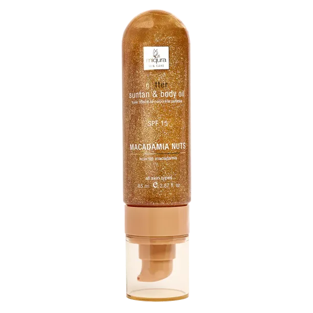 Miqura olio corpo abbronzante glitter macadamia luminoso