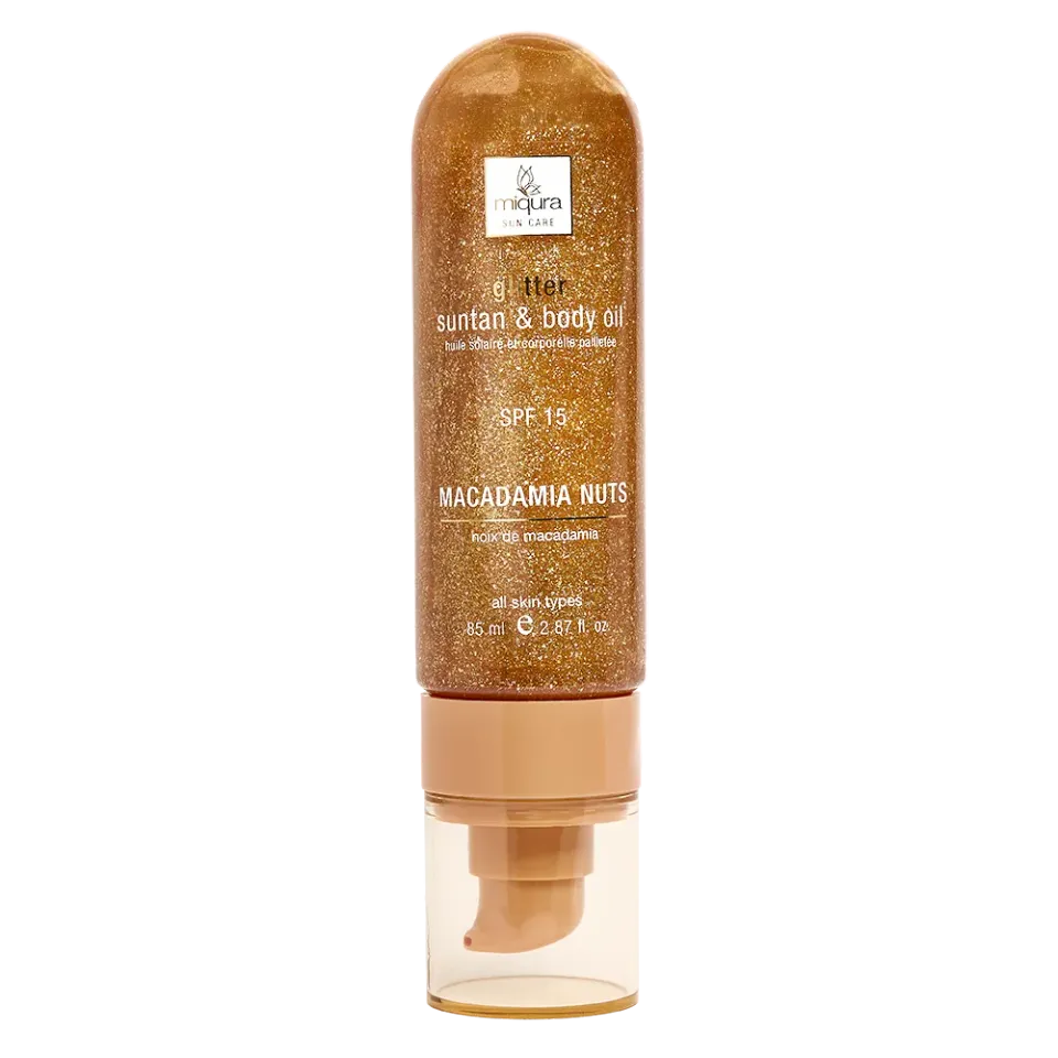 Miqura olio corpo abbronzante glitter macadamia luminoso