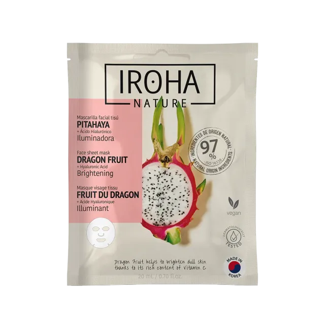 Irohanature Brightening Dragon Fruit maschera viso pitaya illuminante