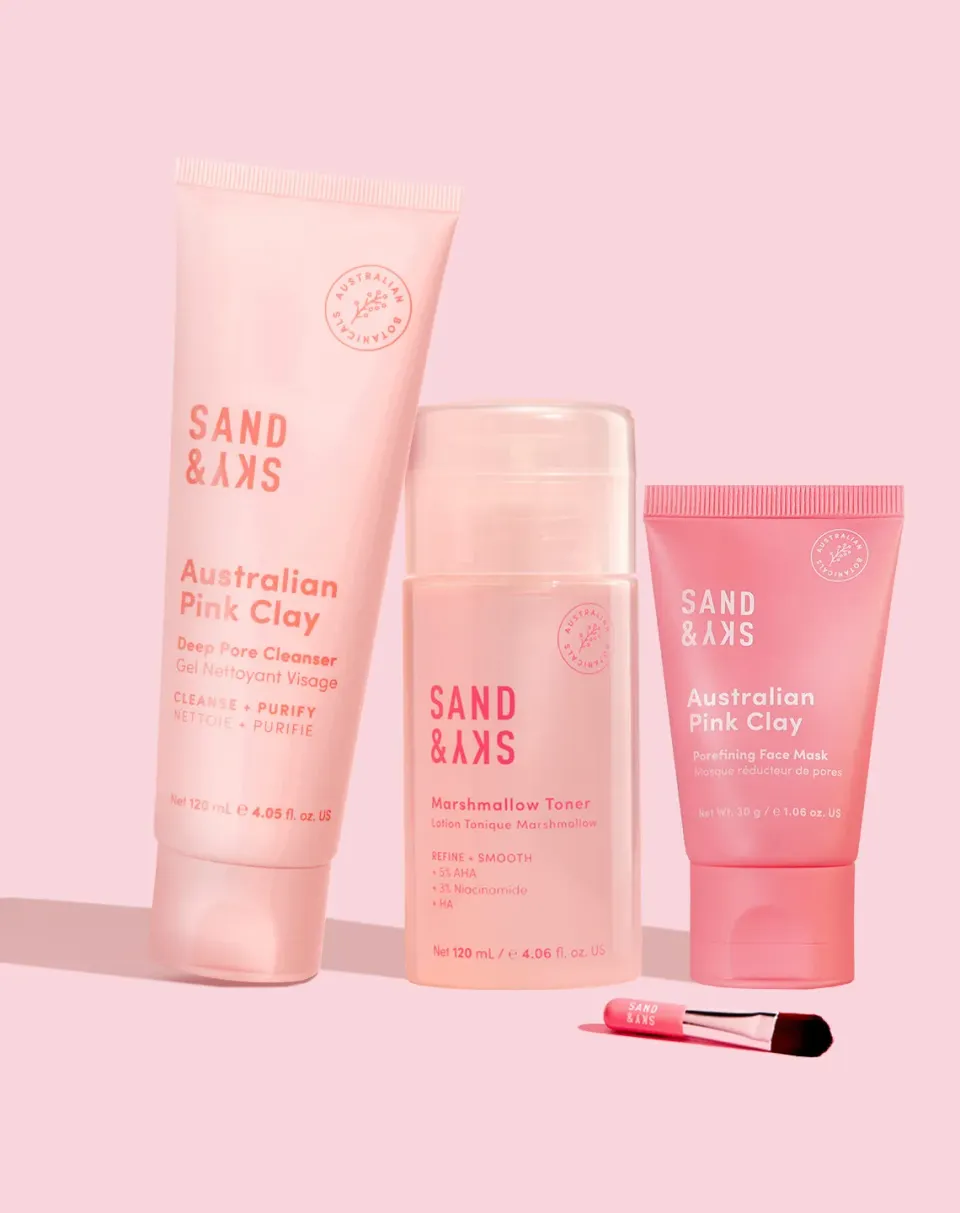 Sand & Sky Kit Restringi Pori kit viso 3 pezzi detergente