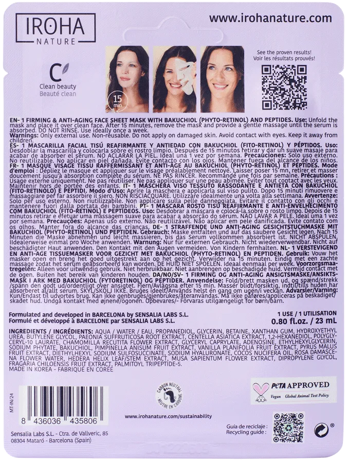 Iroha Nature Bakuchiol maschera viso tessuto idratante