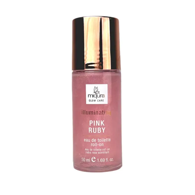 Miqura Pink Ruby Illuminating eau de toilette roll-on glitter fruttato