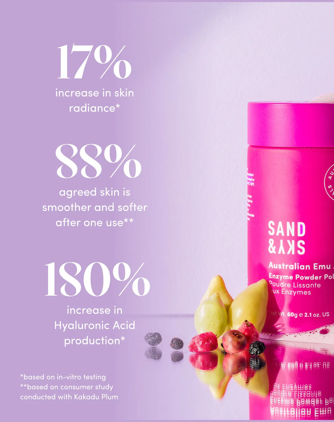 Sand & Sky Australian Glow Berries Enzyme Powder Polish esfoliante polvere