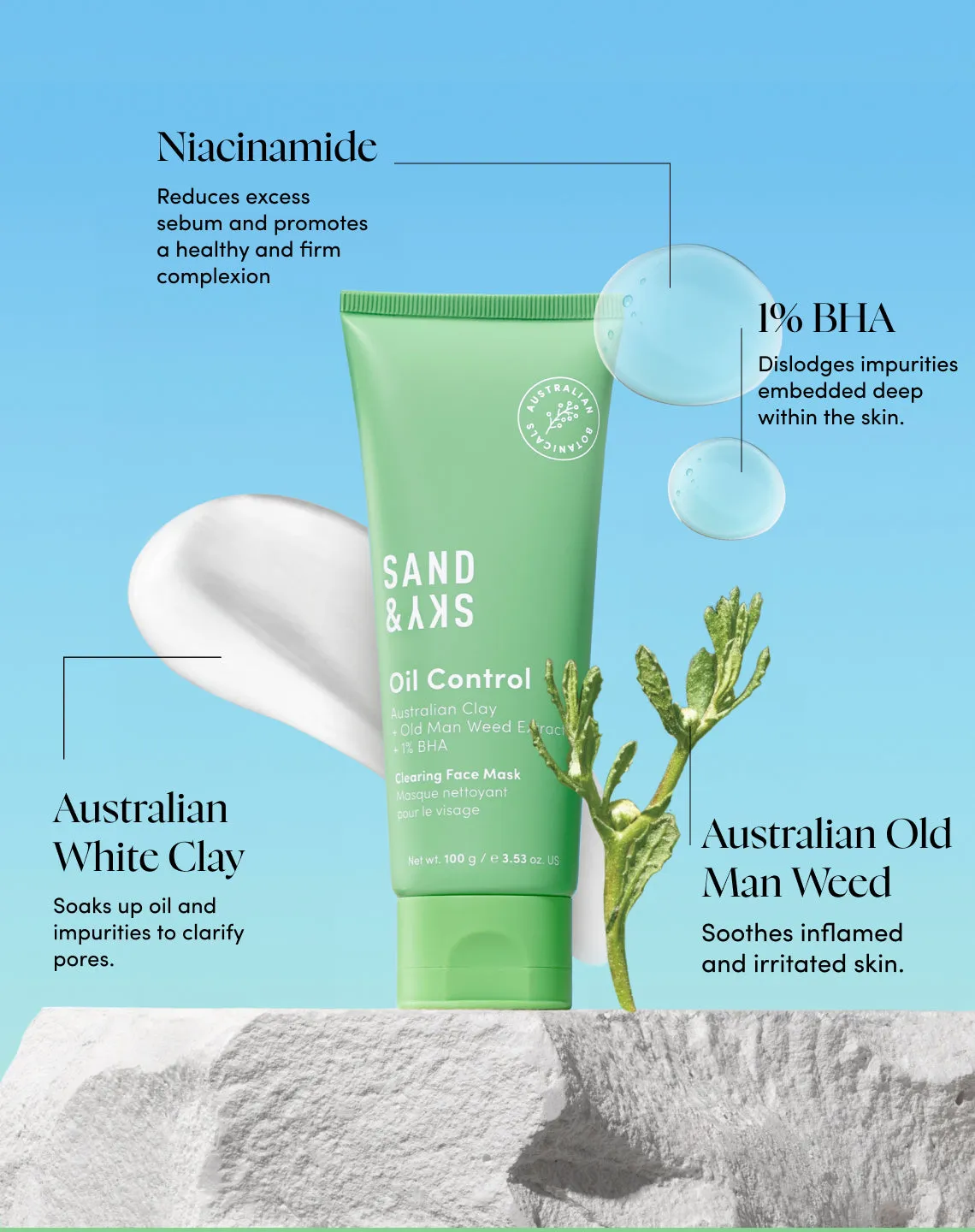 Sand & Sky Oil Control Clearing Face Mask maschera purificante