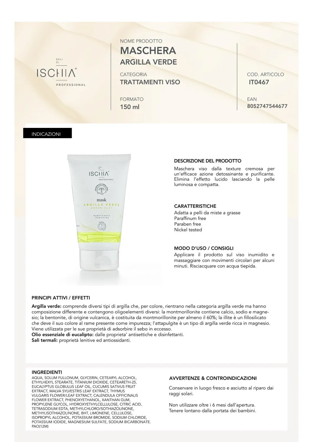 Ischia Thermae Sali di Ischia Pro maschera viso 150 ml purificante