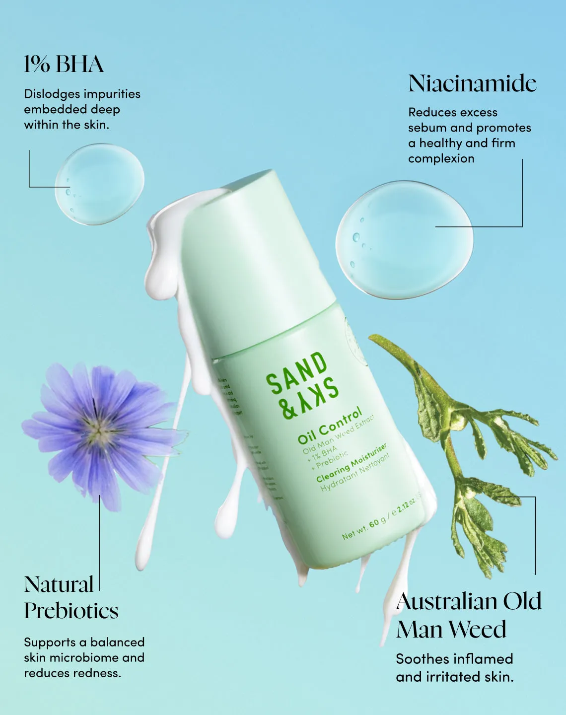 Sand & Sky Oil Control Clearing Moisturiser crema pelle grassa