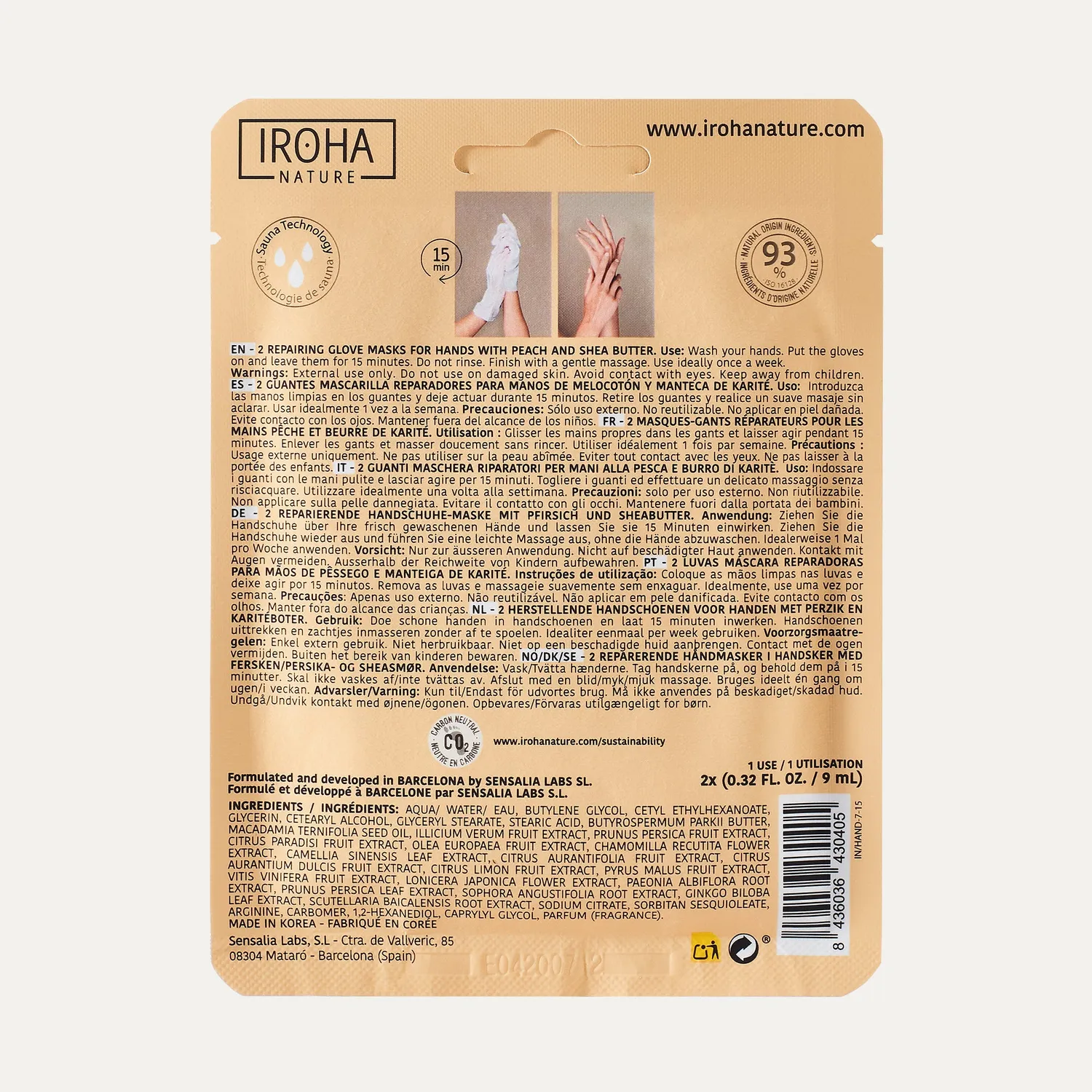 Iroha Nature Repair maschera mani pesca guanti burro karité