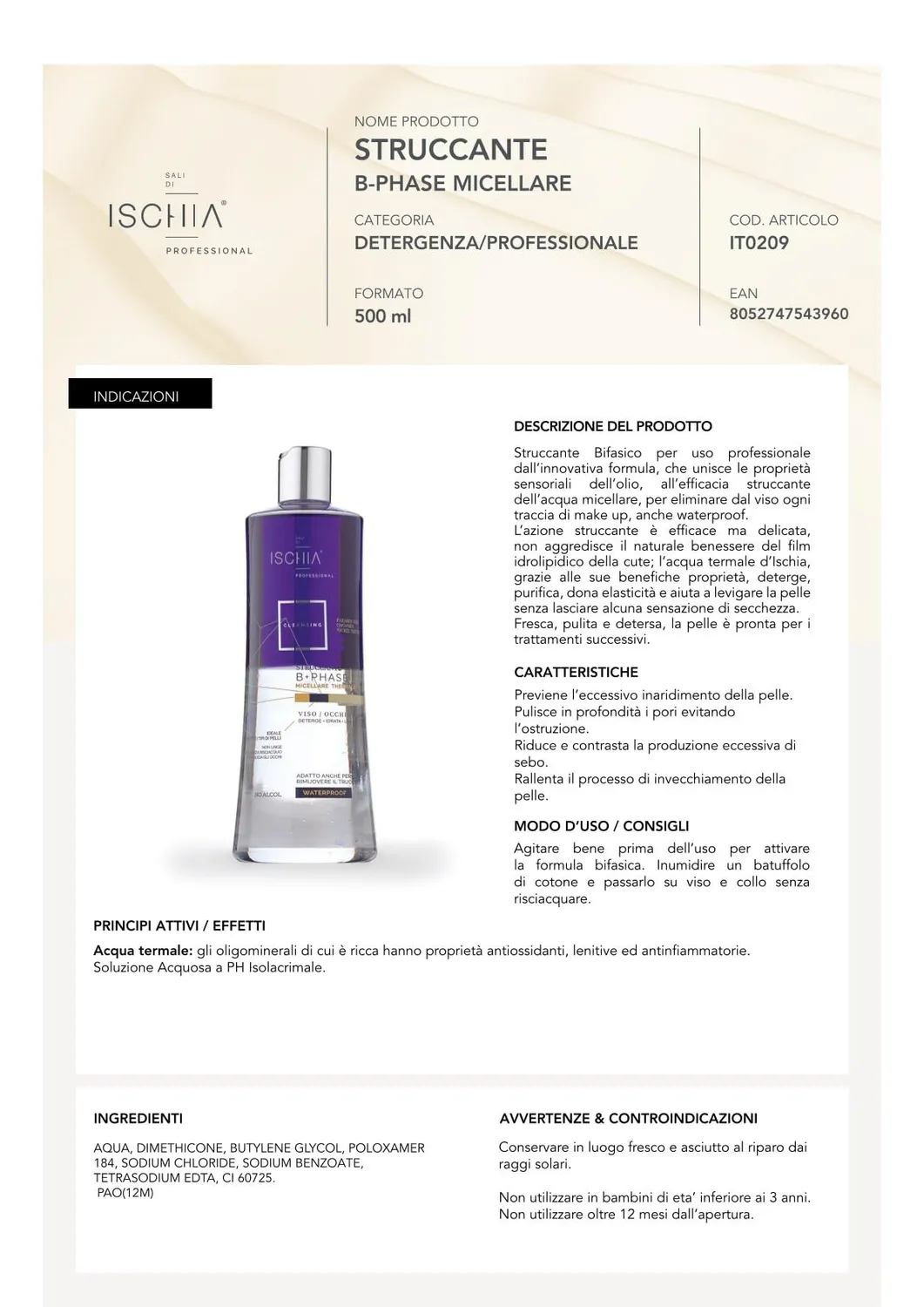 Ischia Thermae Sali di Ischia Pro B-Phase Struccante Bifasico 500ml