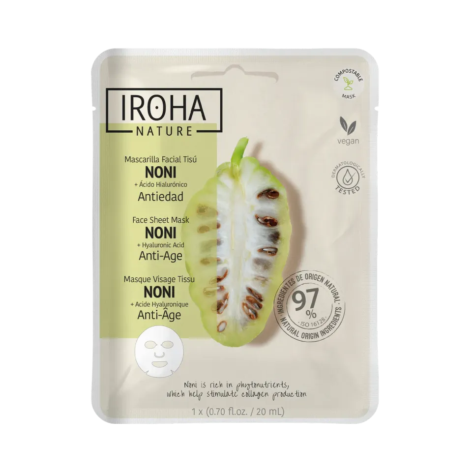 Irohanature Anti-Age Noni Maschera Viso in Tessuto Antiage