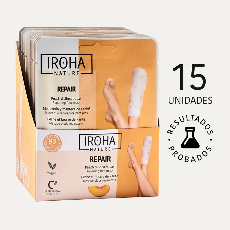 Iroha Nature maschera piedi pesca 15 pezzi riparatrice