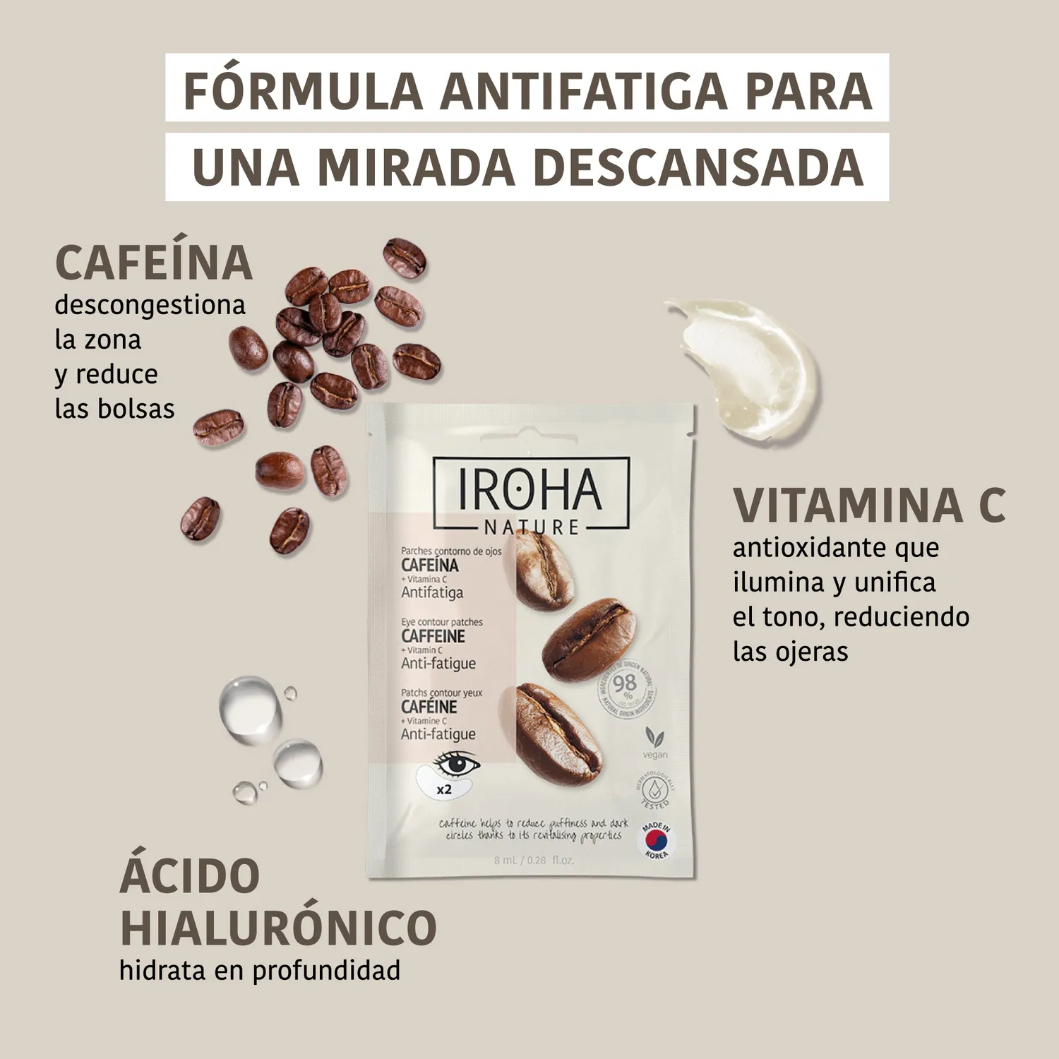 Irohanature Anti-Fatigue Patch Occhi Caffeina